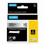 Лента полиэстровая Dymo, для принтеров Rhino, черный шрифт, 5.5 м х 19 мм, металлик