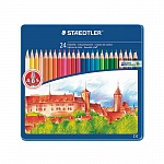 Набор карандашей цветных Staedtler Noris, 24 цвета, металлический коробка