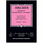 Альбом для акварели Arches, мелкое зерно, склеенный, 300 гр/м2, 26 x 36 см, 12 листов