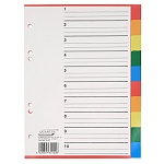 Разделитель листов А5 пластиковый цветной Quantus, 10 разделов, 120 мкм, 10 листов